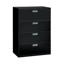 HON Brigade 600 Series 4-Drawer Lateral File Cabinet, Locking, Letter/Legal, Black, 42W (HON694LP)