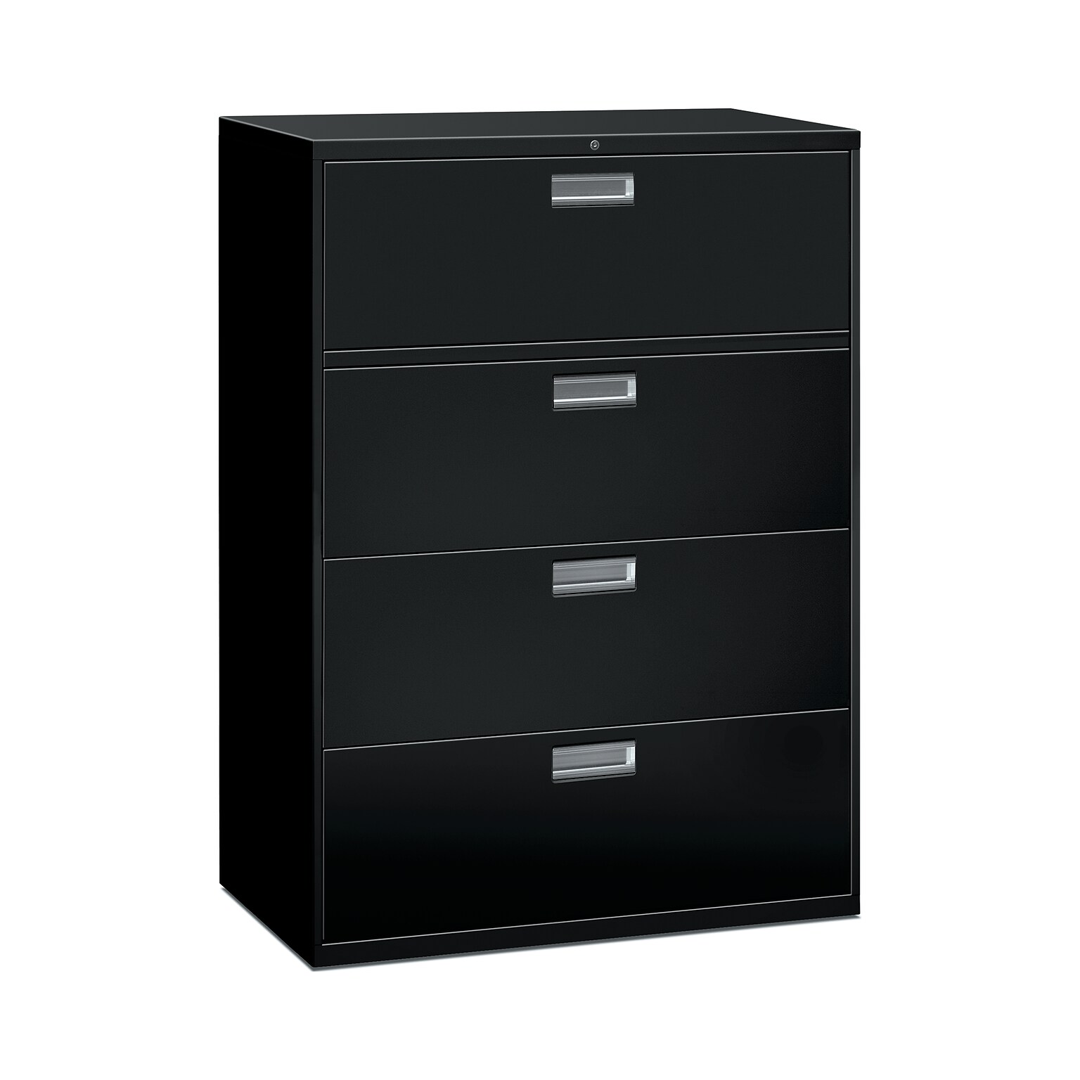 HON Brigade 600 Series 4-Drawer Lateral File Cabinet, Locking, Letter/Legal, Black, 42W (HON694LP)