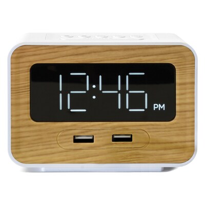 Lumoday Dual USB Alarm Clock, Plastic (LMD14WHT)