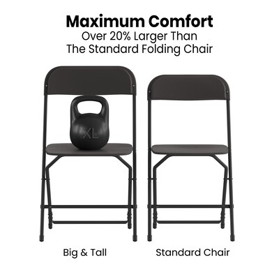 Flash Furniture Hercules™ Plastic Big and Tall Commercial Folding Chair, Black, 4/Pack (4LEL3WBK)
