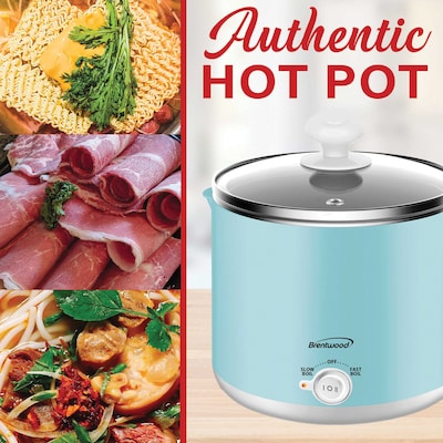 Brentwood 1.6-Qt. 600-Watt Stainless Steel Electric Hot Pot Cooker and Food Steamer, (HP-3016BL)