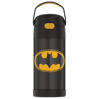 Thermos FUNtainer Batman Stainless Steel Vacuum Insulated Water Bottle, 12 oz., black (THRF4100BM6)