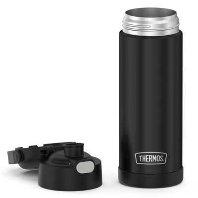 Thermos FUNtainer Stainless Steel Vacuum Insulated Water Bottle, 16 oz., Black Matte (THRF41101BK6)