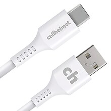 cellhelmet Single-USB Car Charger with USB-C to USB-A Round Cable, 3 ft., 2.4-Amp, White (CAR-2.4A+C