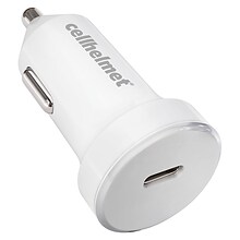 cellhelmet Single-USB-C Power Delivery Car Charger, 25-Watt, White (CAR-PD-25W-W)
