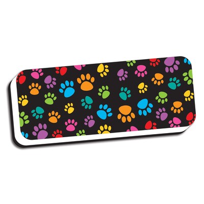 Ashley Productions® Magnetic Whiteboard Eraser, Colorful Assorted Paw Pattern, 2" x 5", Pack of 6