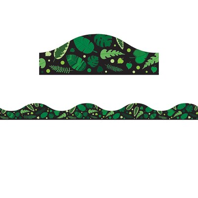 Ashley Productions Magnetic Scallop Borders/Trim, 1" x 12', Greenery On Black, 6/Pack (ASH11431-6)
