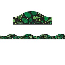 Ashley Productions Magnetic Scallop Borders/Trim, 1 x 12, Greenery On Black, 6/Pack (ASH11431-6)