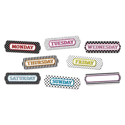 Ashley Productions® Magnetic Die-Cut Timesavers & Labels, Days of the Week, Assorted Patterns, 8 Per Pack, 3 Packs