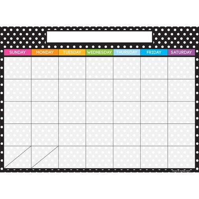 Ashley Productions® Smart Poly PosterMat Pals Space Savers, 13" x 9.5", BW Dots Calendar, Pack of 10 (ASH95332-10)