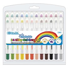BAZIC Washable Silky Gel Crayons, Assorted Colors, 24 Colors (BAZ2562)