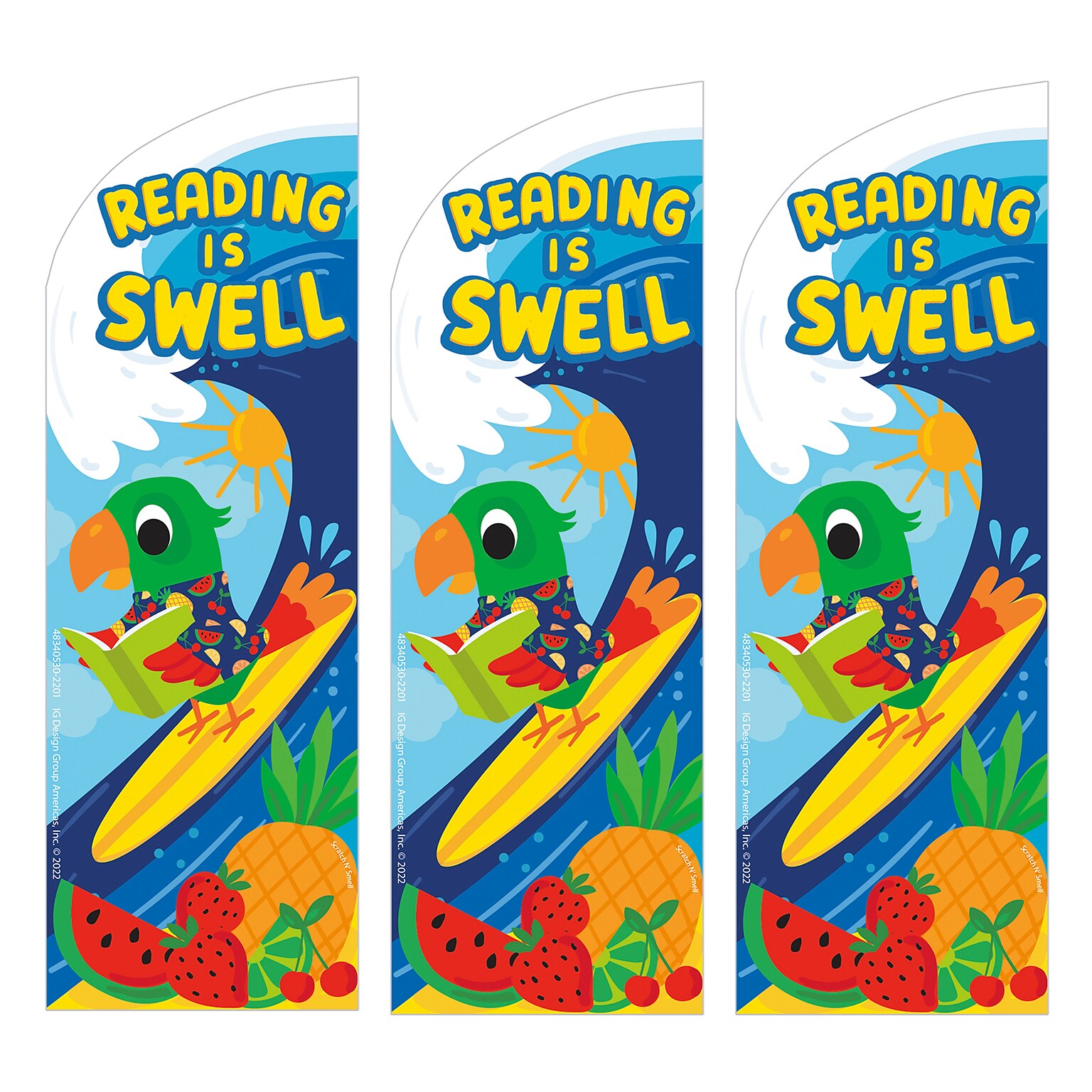 Eureka Reading Is Swell Fruit Punch Scented Bookmarks, Multicolor, 24/Pack, 3 Packs/Bundle (EU-834053-3)