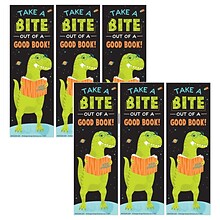 Eureka Dinosaur Take A Bite Out Of A Good Book Bookmarks, Multicolor, 36/Pack, 6 Packs/Bundle (EU-84