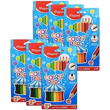 Maped ColorPeps My First Jumbo Triangular Colored Pencils, 12 Per Pack, 6 Packs (MAP834010ZV-6)