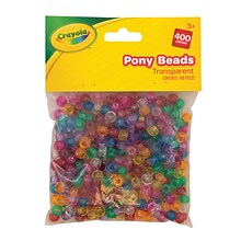 Crayola Pony Beads, Transparent, 400 Pieces Per Pack, 6 Packs (PACAC355211CRA-6)