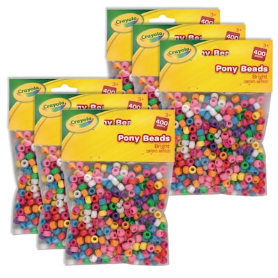 Crayola Pony Beads, Bright , 400/Pack, 6 Packs (PACAC355402CRA-6)