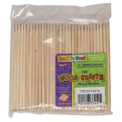 Creativity Street® Wood Sticks ,4.5, Natural, 100 Sticks Per Pack, 6 Packs (PACAC374501-6)