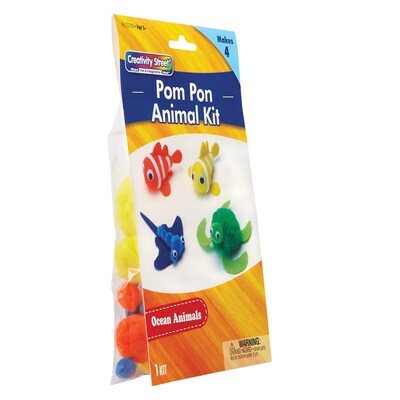 Creativity Street® Pom Pon Animal Kit, Ocean Animals, Assorted Sizes, 4 Animals Per Kit, 6 Kits (PACAC5709-6)