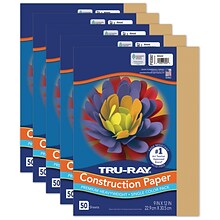 Tru-Ray Fade-Resistant, 9 x 12 Construction Paper, Almond, 50 Sheets Per Pack, 5 Packs (PAC103067-