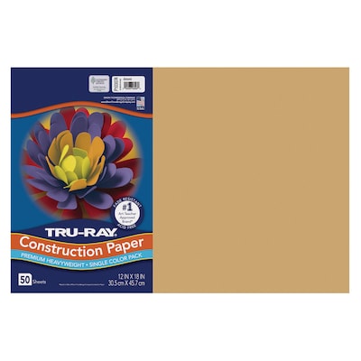 Tru-Ray Fade-Resistant, 12 x 18 Construction Paper, Almond, 50 Sheets Per Pack, 5 Packs (PAC103074