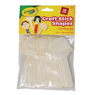 Crayola® Fun Faces Craft Sticks, Natural, 16 Pieces Per Pack, 6 Packs (PACAC3621CRA-6)