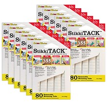 StikkiWorks StikkiTack Medium Mounting Adhesive, White, 80/Pack, 12 Packs/Bundle (STKST80W-12)