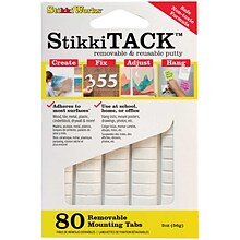 StikkiWorks StikkiTack Medium Mounting Adhesive, White, 80/Pack, 12 Packs/Bundle (STKST80W-12)