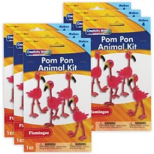 Creativity Street® Pom Pon Animal Kit, Flamingos, 2 x 2.75 x 5.25, 4 Flamingos Per Kit, 6 Kits (P