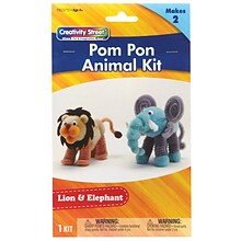 Creativity Street® Pom Pon Animal Kit, Lion & Elephant, Assorted Sizes, 2 Animals Per Kit, 6 Kits (P