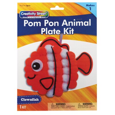 Creativity Street® Pom Pon Animal Plate Kit, Clownfish, 7.5" x 8" x 1", 6 Kits (PACAC5714-6)