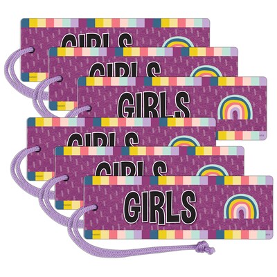 Teacher Created Resources Oh Happy Day Magnetic Girls Hall Pass, 6.75 x 2.25, Multicolor, 6/Pack (