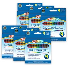 Teacher Created Resources® Dry-Erase Crayon, Assorted Colors, 9 Per Pack, 6 Packs (TCR20112-6)