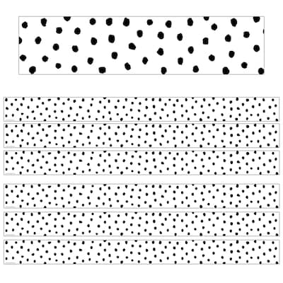 Teacher Created Resources Straight Borders/Trim, 3 x 35, Black Painted Dots on White, 6/Pack (TCR7