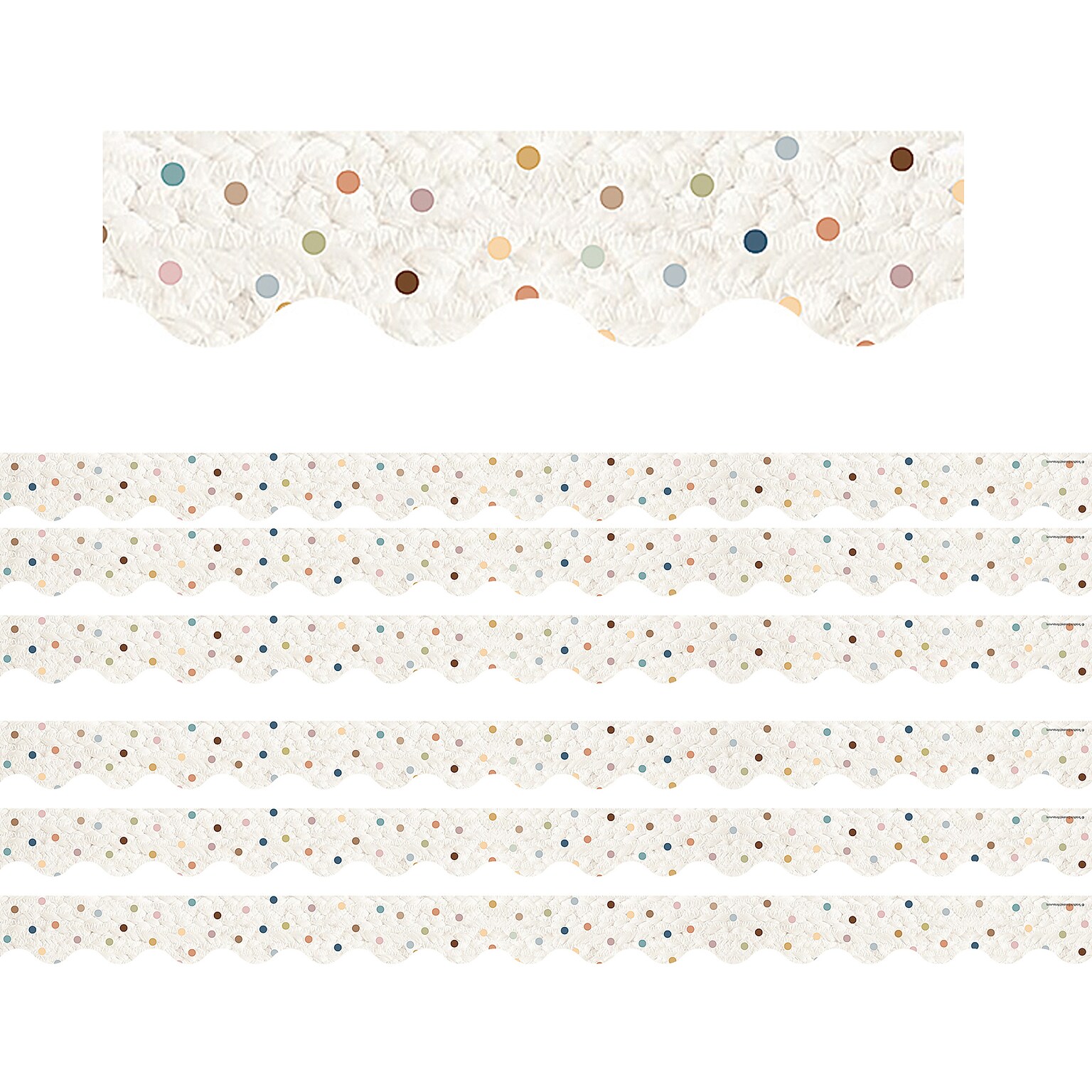 Teacher Created Resources Everyone is Welcome Scalloped Borders/Trim Trim, 2.19 x 35, Dots, 6/Pack (TCR7158-6)