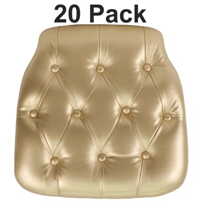 Flash Furniture Louise Tufted Vinyl Chiavari Chair Cushion, Gold, 20 Pack (20SZTUFTGOLD)