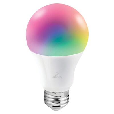 Globe Electric A19-Shape E26-Base Wi-Fi Tunable 60-Watt-Equivalent Frosted Smart LED Light Bulb, Color Changing RGB (34212)
