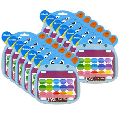 BAZIC Polka Dot Sticker, Assorted Colors, 1056 Per Roll, 12 Rolls (BAZ3867-12)