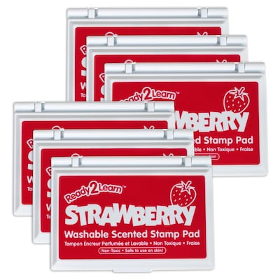Ready2Learn™ Washable Stamp Pad, Strawberry Scented, Red Ink, Pack of 6 (CE-10075-6)