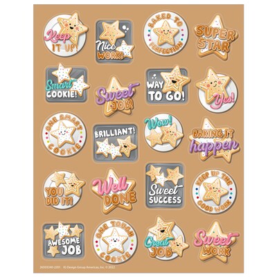 Eureka Star Cookies Sugar Cookie Scented Stickers, Multicolored, 80 Per Pack, 6 Packs (EU-650334-6)