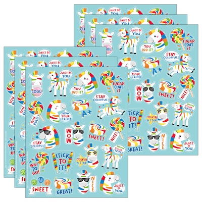 Eureka Fruit Zebras Fruit Punch Scented Stickers, Multicolored, 80 Per Pack, 6 Packs (EU-650335-6)