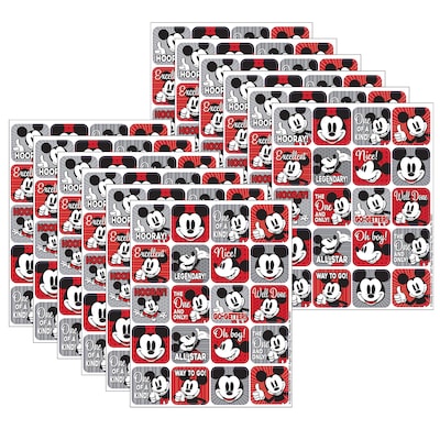 Eureka® Mickey Mouse® Throwback Theme Stickers, Multicolored, 120 Per Pack, 12 Packs (EU-655092-12)