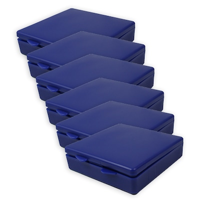 Romanoff  Micro Box, Plastic, 4" x 4" x 1", Blue, 6/Bundle (ROM60404-6)
