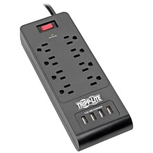 Tripp Lite Protect It! 8-Outlet 4-USB Port Surge Protector, 6 ft., Black (TRPTLP864USBB)