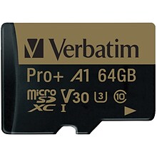 Verbatim Pro Plus 64 GB microSDXC Memory Card with Adapter (70002)
