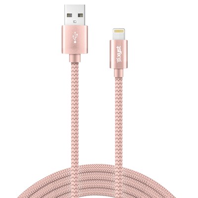 XYST Charge and Sync 10 USB to Lightning Braided Cable, Rose Gold (XYS-L10704B)