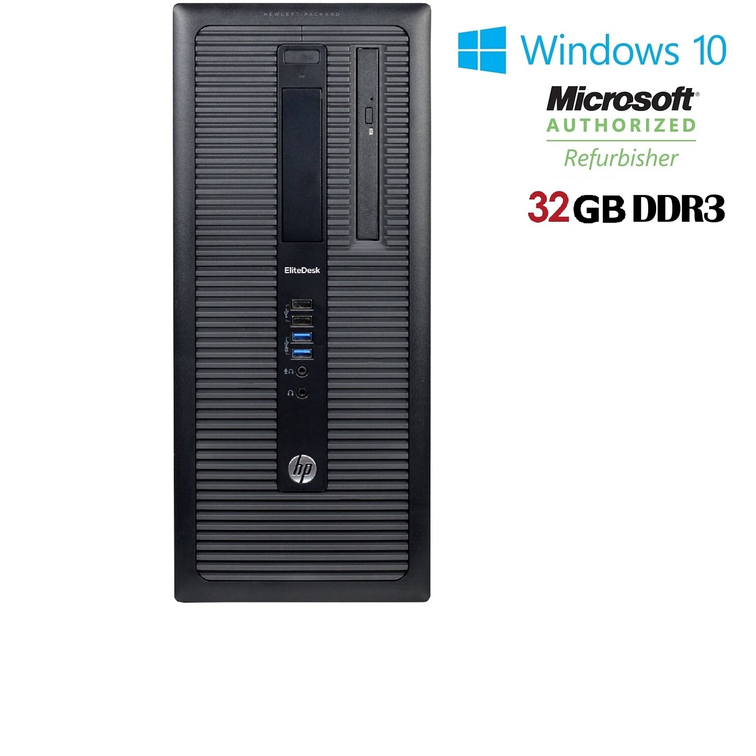 HP 800 G1 Refurbished Tower Intel Core 5-4570, 32GB Memory, 2TB HDD, DVDRW, Windows 10 Pro