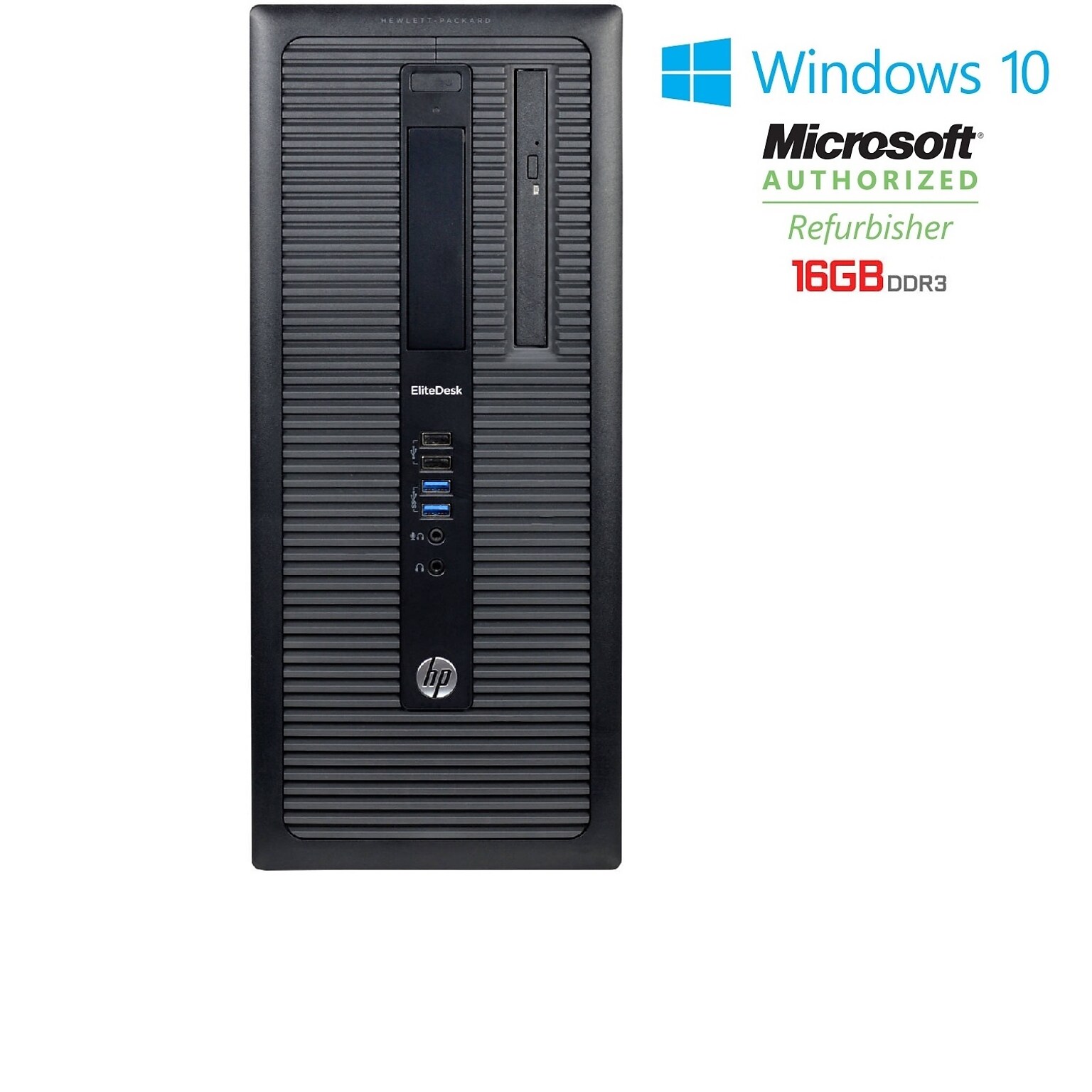 HP 800 G1 Refurbished Tower, Intel Core i5-4570, 16GB Memory, 2TB HDD, DVDRW, Windows 10 Pro