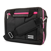 Vangoddy Nylon Backpack Messenger Shoulder Bag Case for 13.3 to 14 Inch Laptop, Black Pink (PT_NBKLE