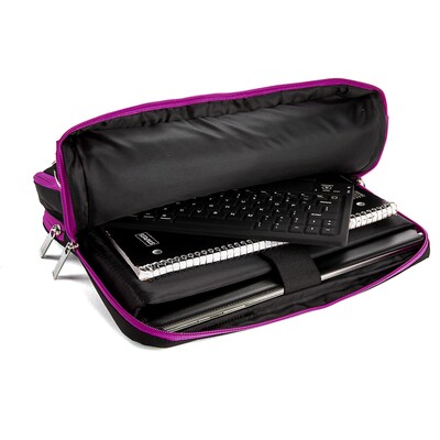 Vangoddy Nylon Backpack Messenger Shoulder Bag Case for 15.6 Inch Laptop, Black Purple (PT_NBKLEA295_17)