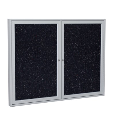 Ghent 3 H x 5 W Enclosed Recycled Rubber Bulletin Board with Satin Frame, 2 Door, Confetti (PA2366